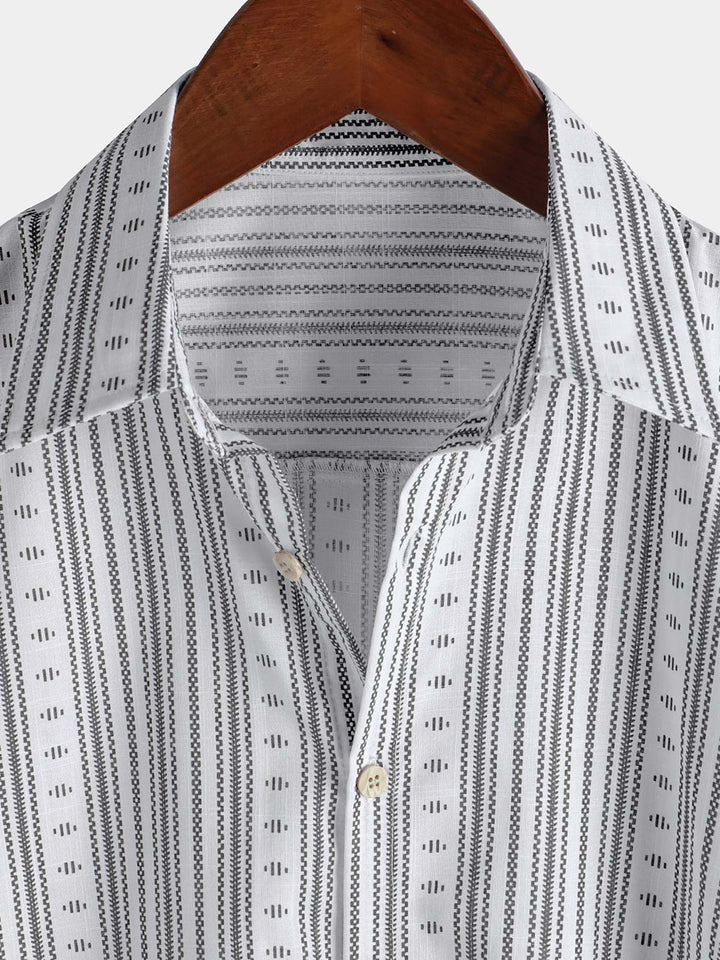 Chemise boutonnée décontractée à manches courtes et rayures pour homme