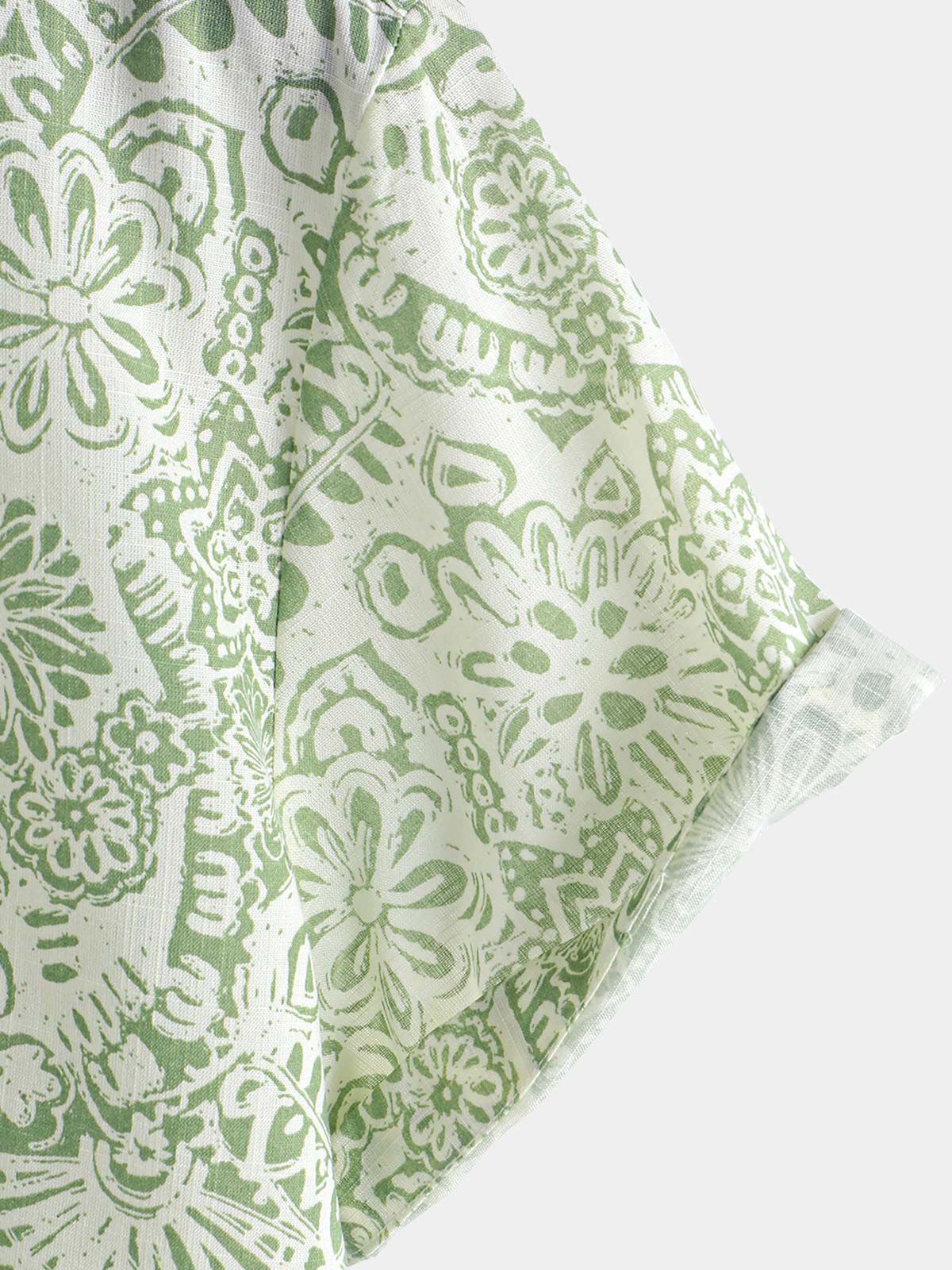Chemise d'été boutonnée à manches courtes et motif floral vert pour homme