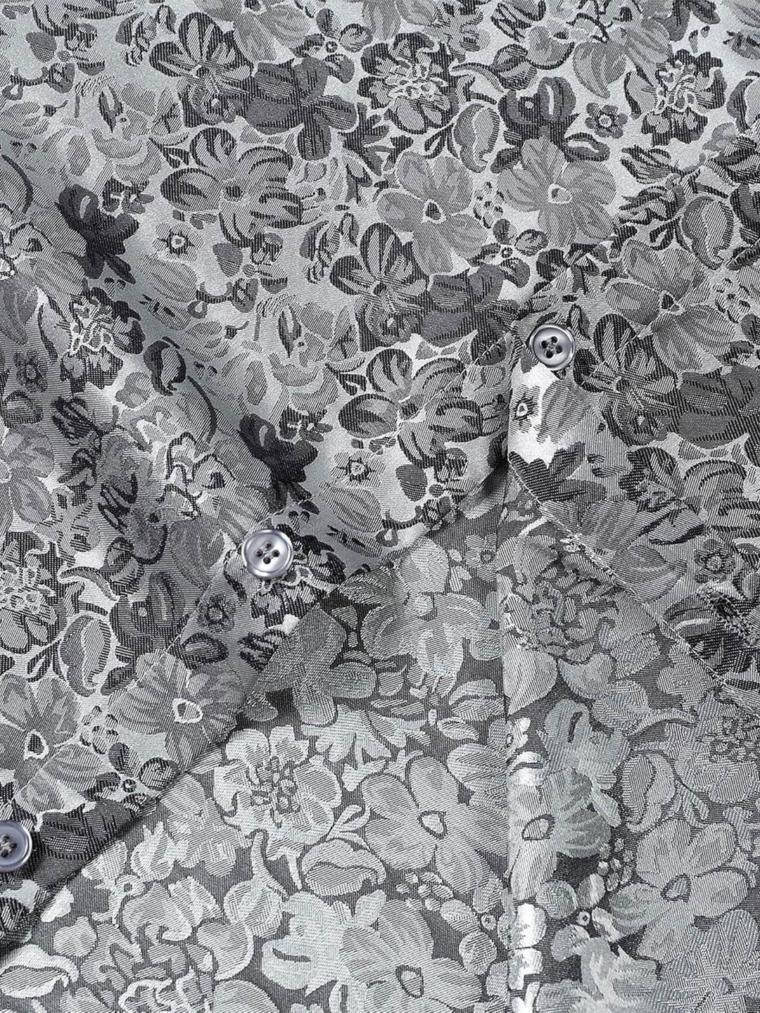 Chemise à manches courtes en satin de soie jacquard à imprimé floral pour homme