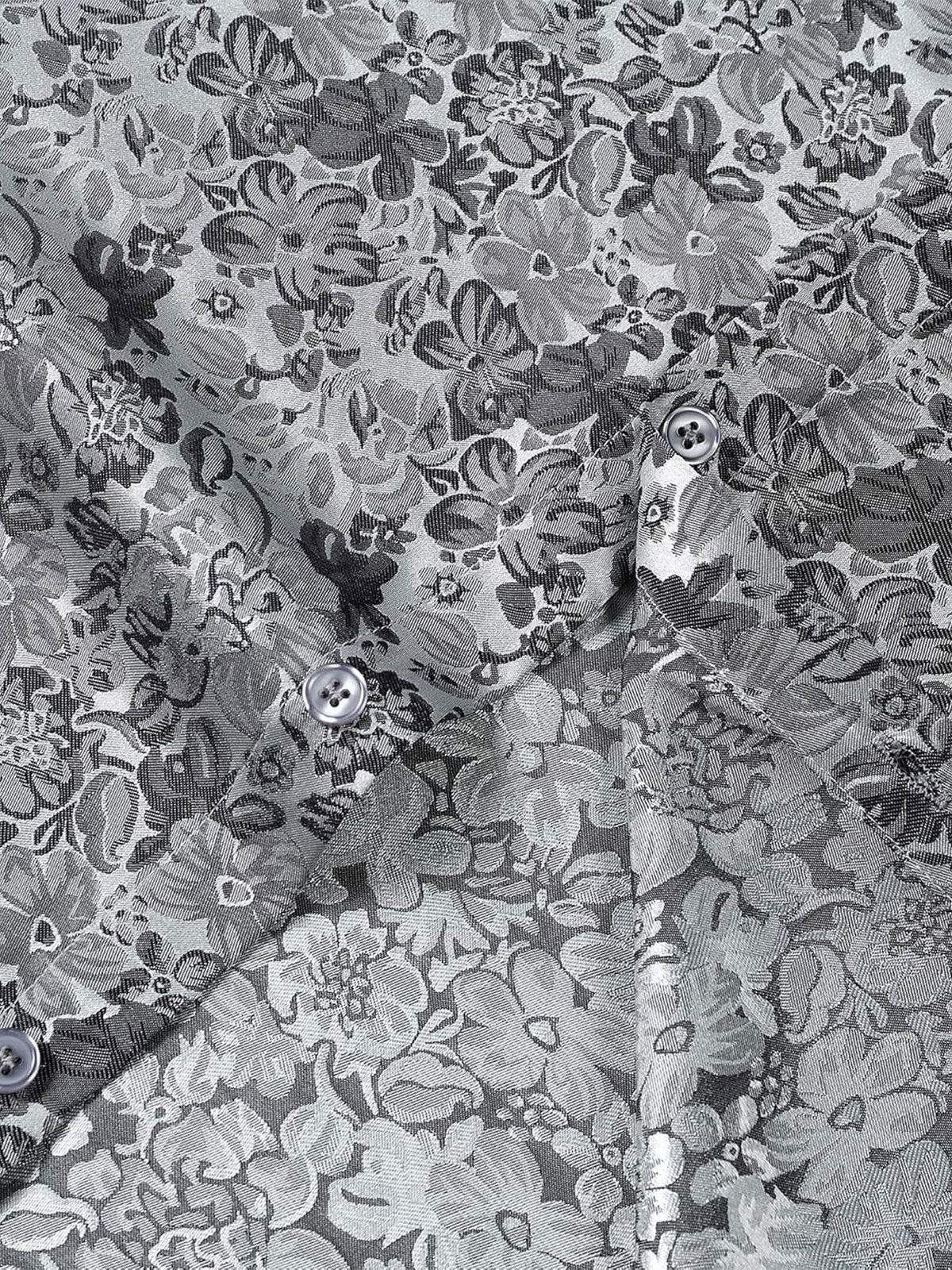Chemise à manches courtes en satin de soie jacquard à imprimé floral pour homme