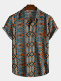 Chemise Homme Rétro Années 70 Patchwork Vintage Manches Courtes Boutonnée