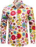 Chemise boutonnée à manches longues en coton à imprimé floral pour homme