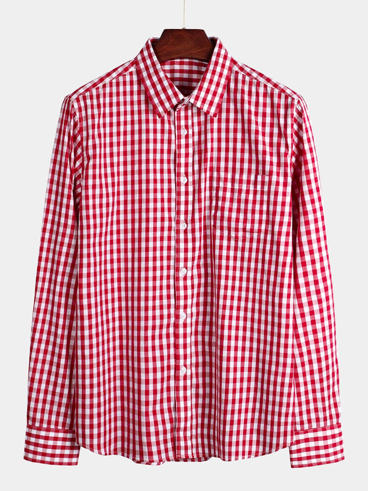 Chemise coupe classique en coton à carreaux