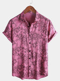 Chemise à Manches Courtes Hawaïenne Vintage à Fleurs Roses pour Homme
