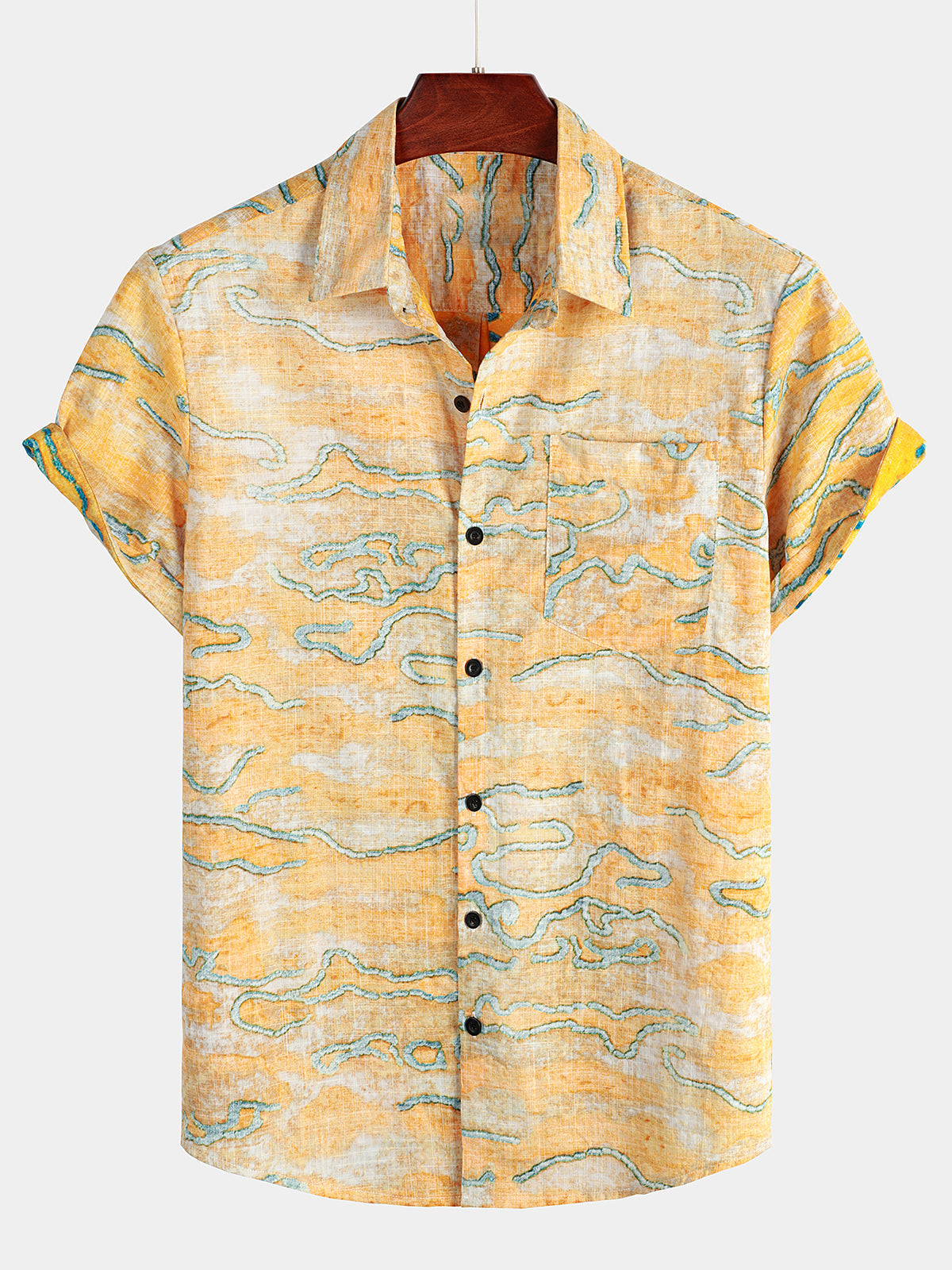 Chemise hawaïenne imprimée à manches courtes pour hommes