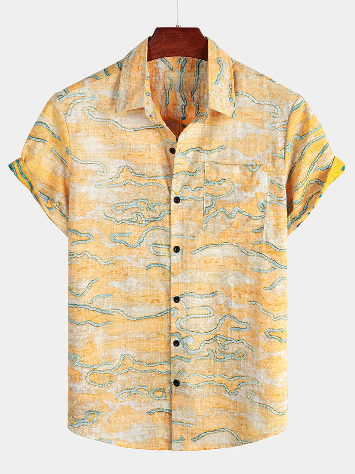 Chemise hawaïenne imprimée à manches courtes pour hommes