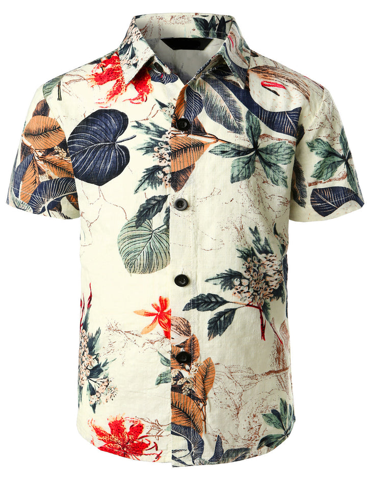 Chemise blanche à manches courtes pour enfants, motif ananas, motif tropical, vacances, plage, Aloha