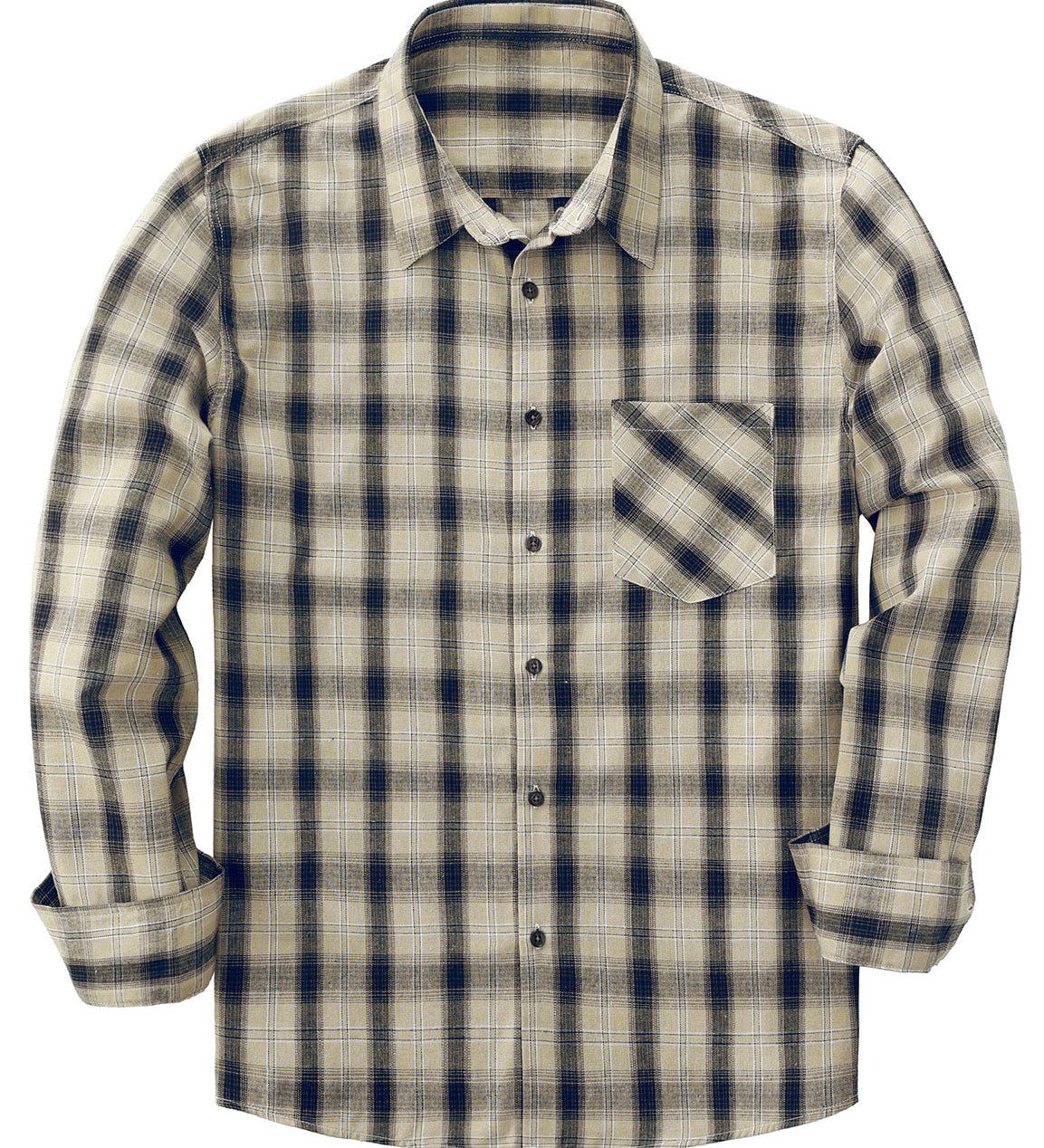 Chemise à manches longues à carreaux décontractée pour hommes avec poche rétro