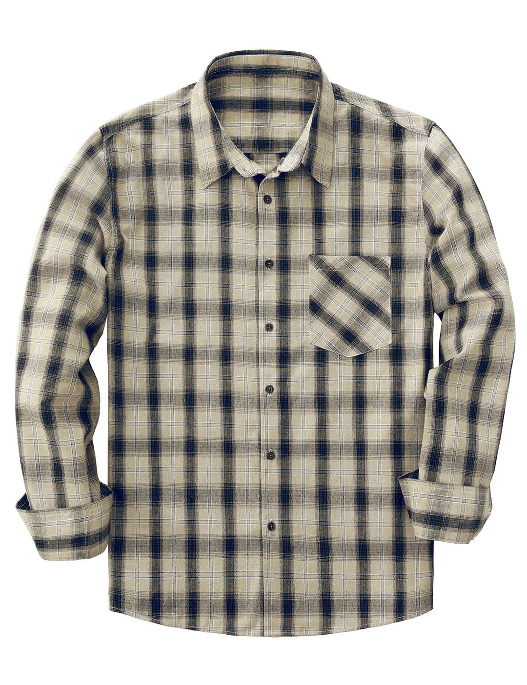 Chemise à manches longues à carreaux décontractée pour hommes avec poche rétro