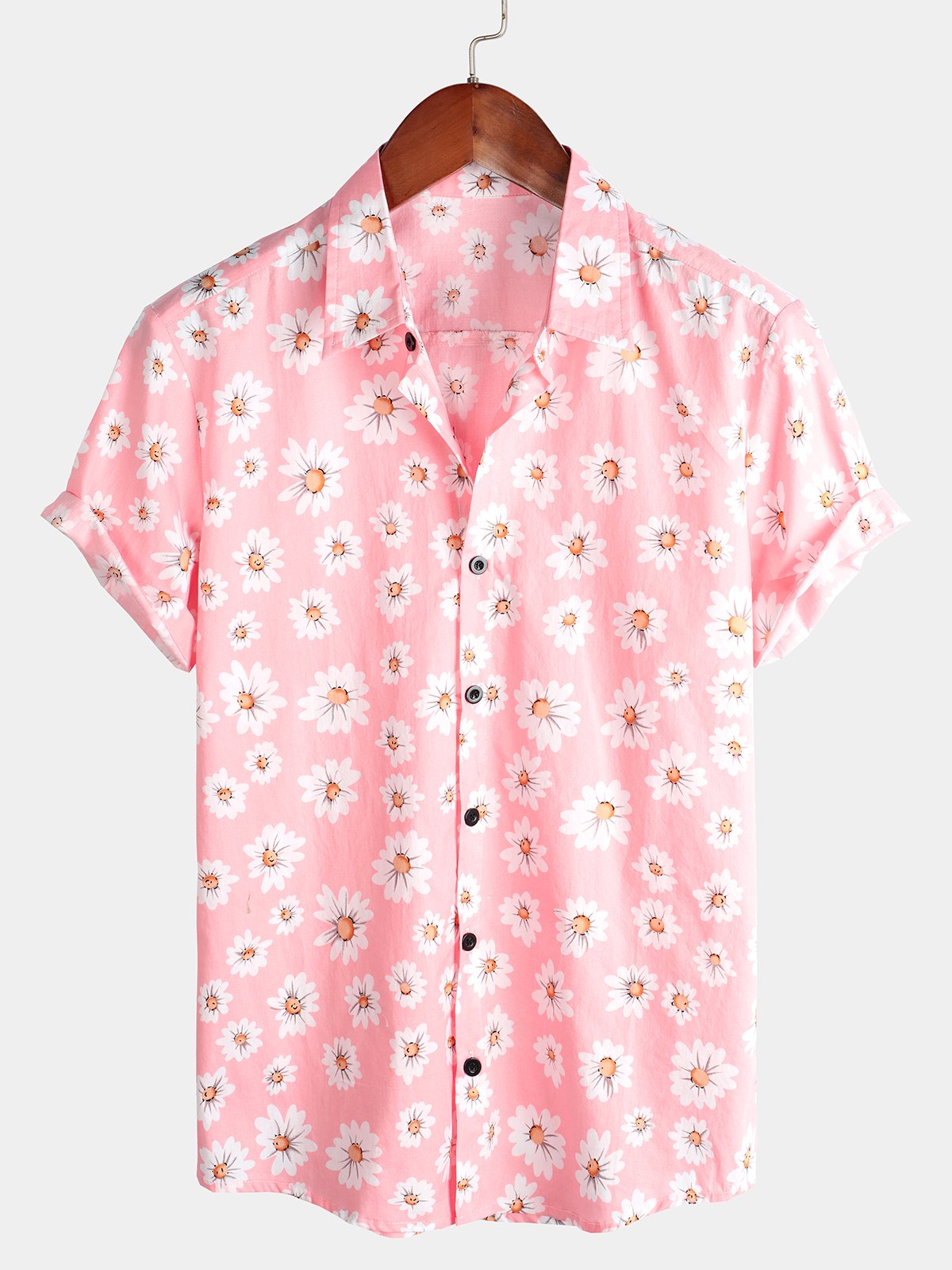 Chemise en coton à imprimé floral hawaïen tropical pour homme