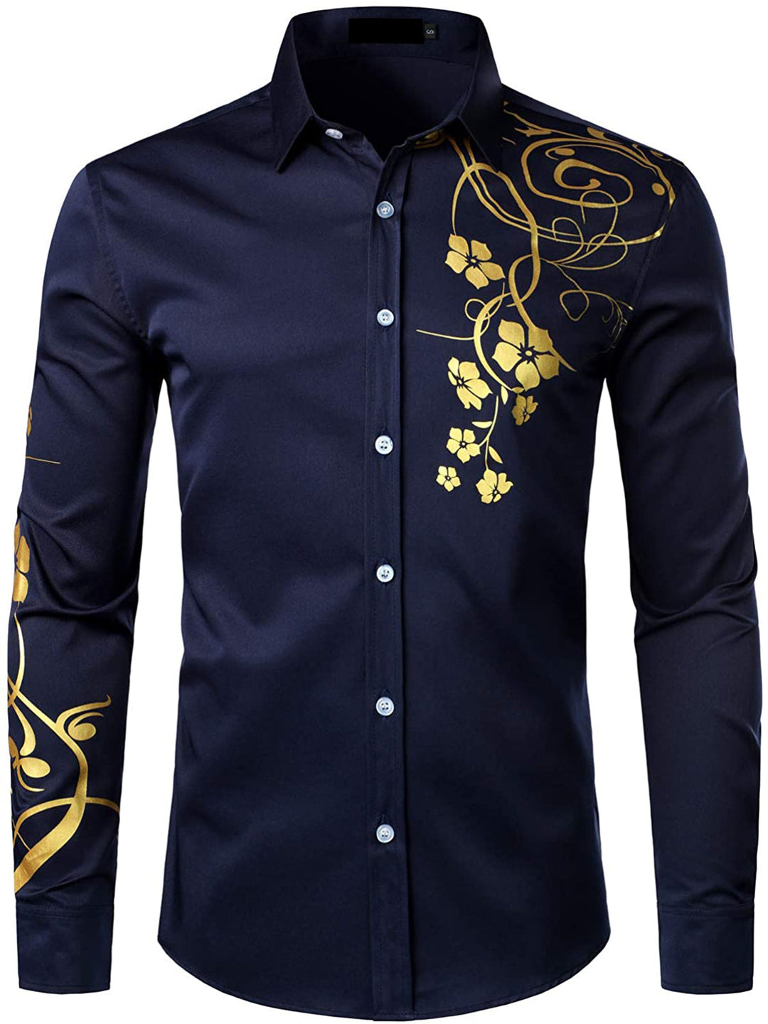 Chemise boutonnée décontractée à manches longues et à fleurs pour hommes