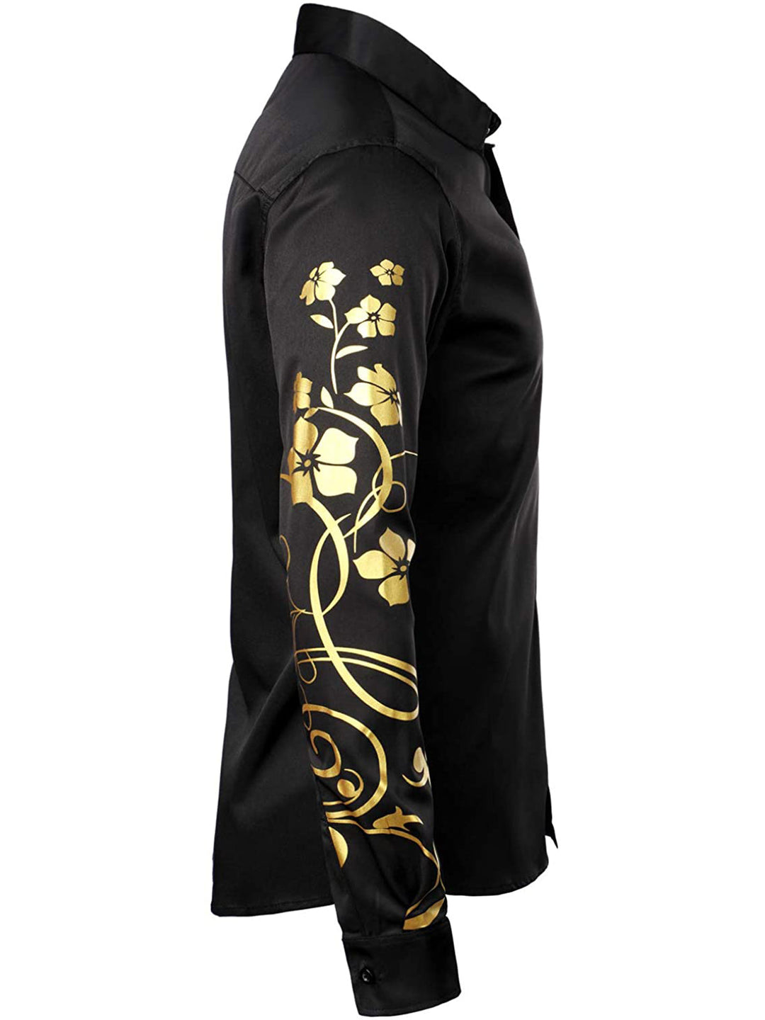 Chemise boutonnée décontractée à manches longues et à fleurs pour hommes