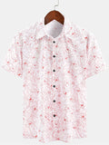 Chemise décontractée à manches courtes en coton pour hommes, imprimé Floral, été