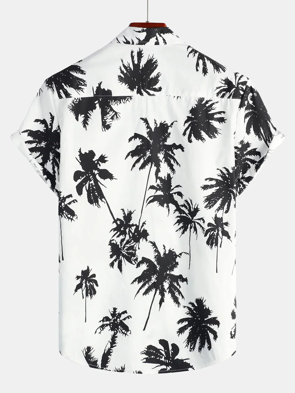 Chemise d'Été à Manches Courtes Hawaïenne Blanche avec Imprimé de Palmier Tropical pour Homme