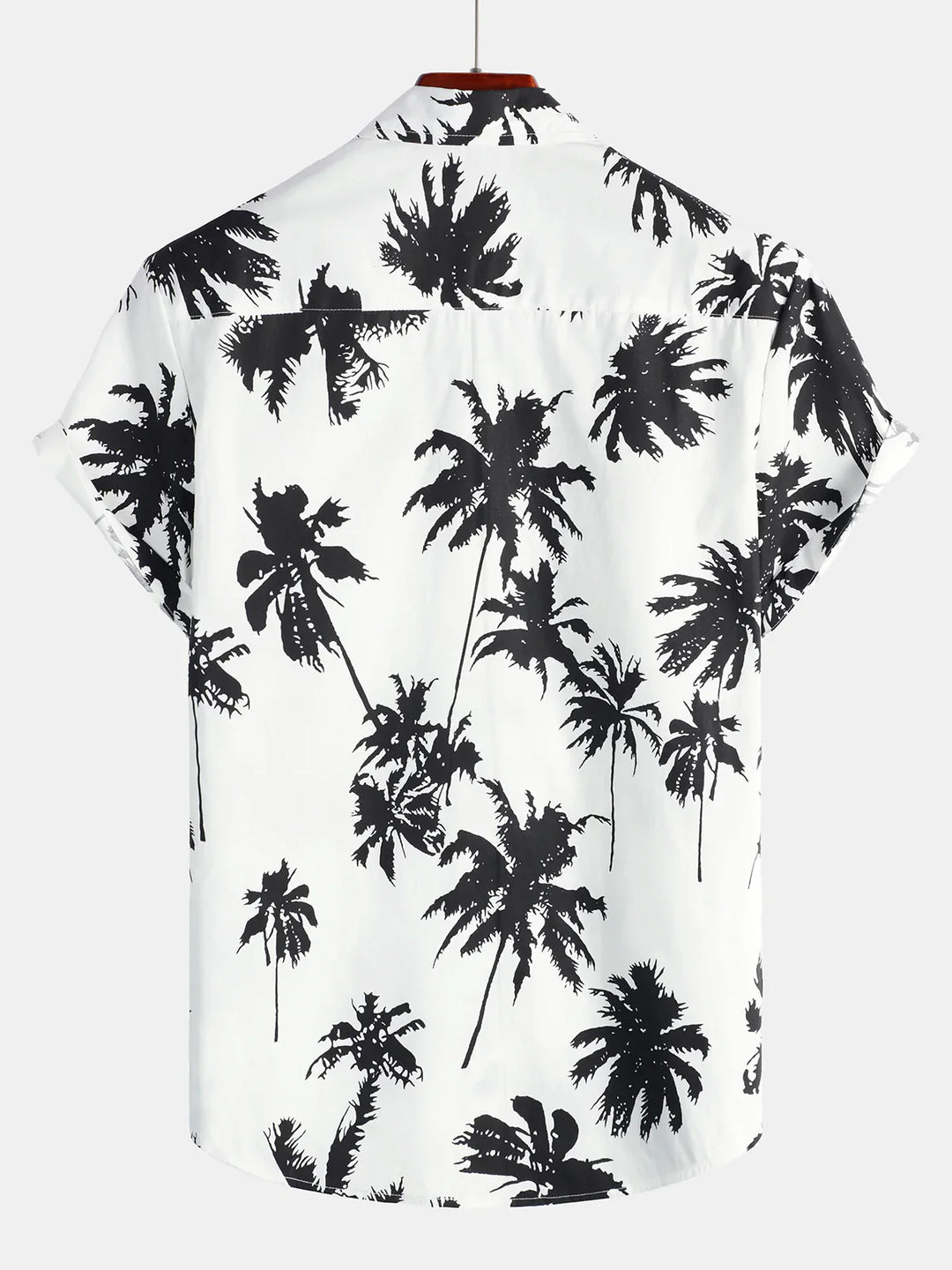 Chemise hawaïenne à manches courtes en coton blanc à imprimé palmiers tropicaux pour hommes