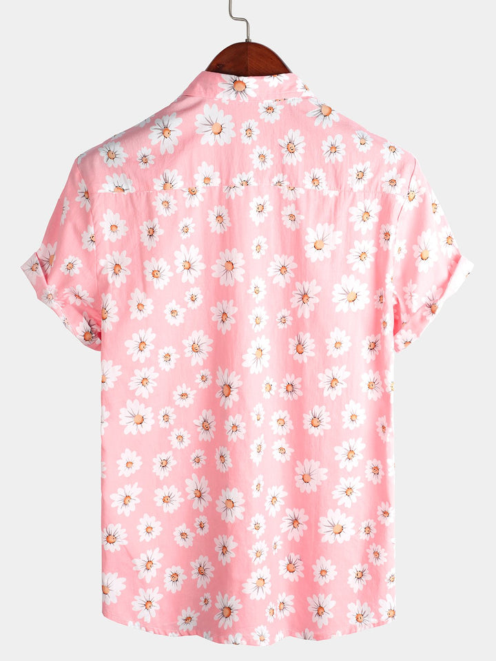 Chemise en coton à imprimé floral hawaïen tropical pour homme