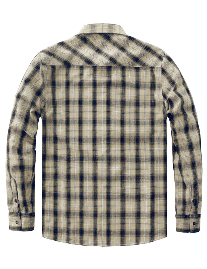 Chemise à manches longues à carreaux décontractée pour hommes avec poche rétro