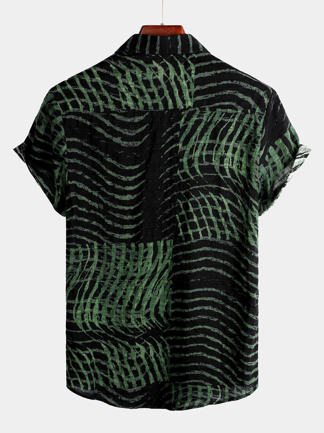 Chemise imprimée rayée à manches courtes pour hommes