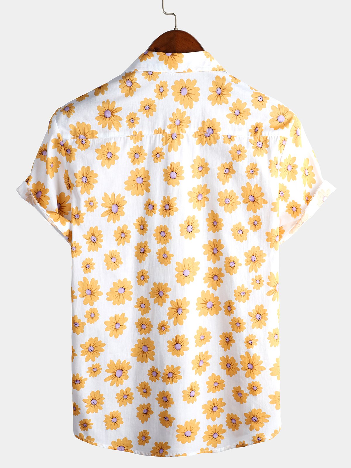 Chemise à fleurs hawaïennes tropicales en coton à imprimé marguerites pour hommes