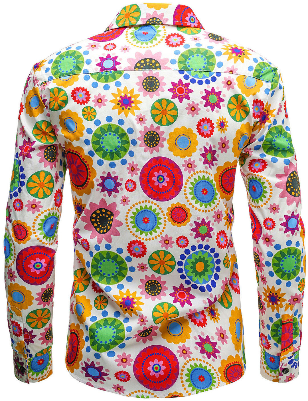 Chemise boutonnée à manches longues en coton à imprimé floral pour homme