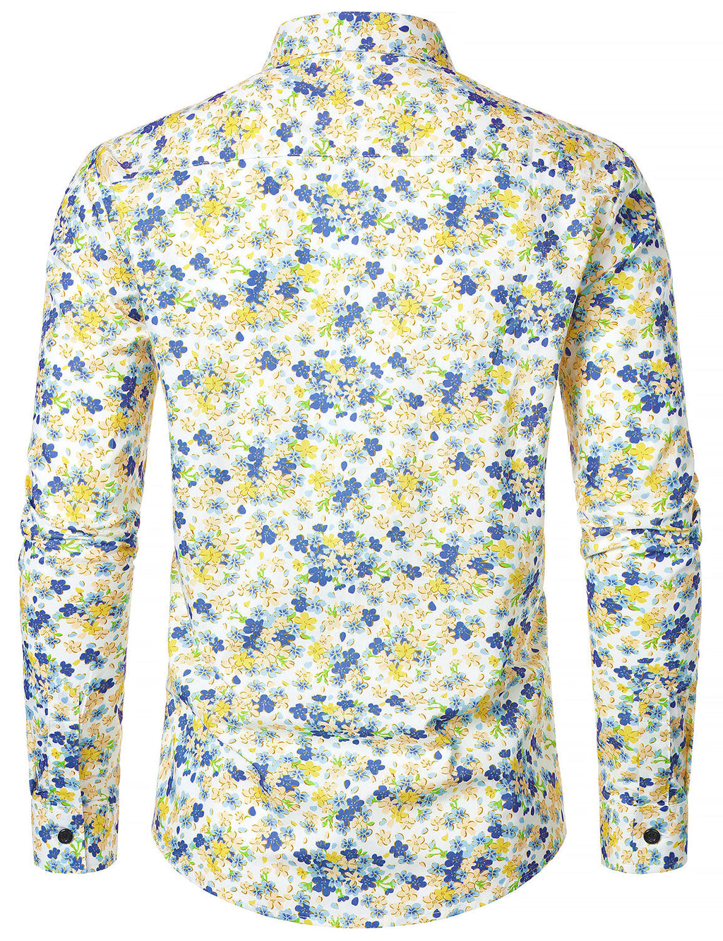 Chemise à manches longues en coton respirant blanc à imprimé floral pour homme