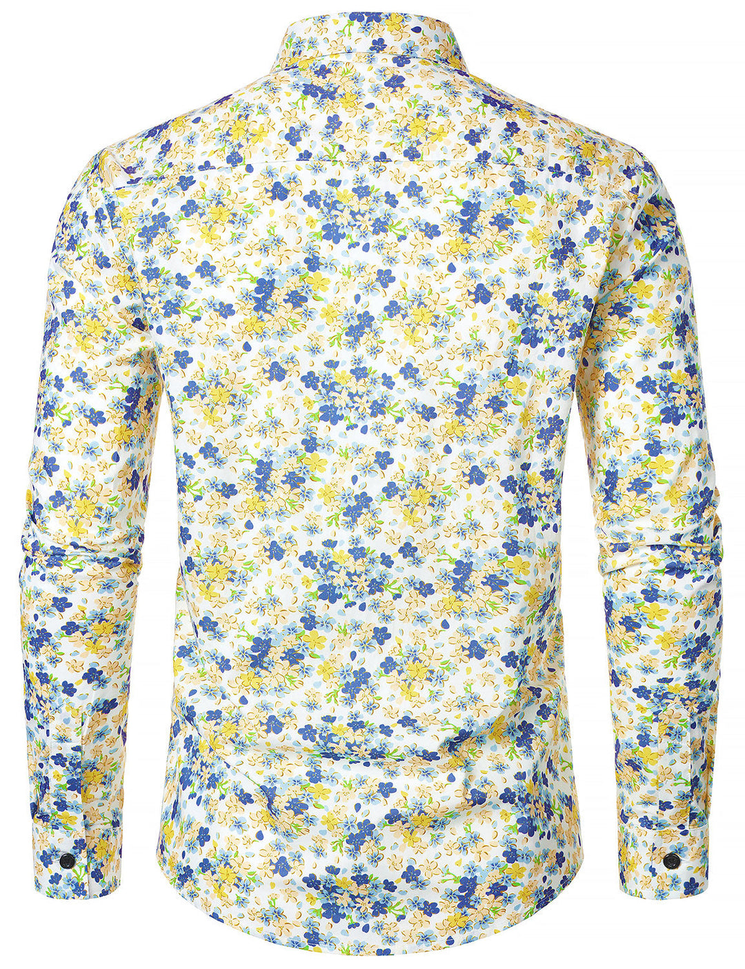 Chemise à manches longues en coton respirant blanc à imprimé floral pour homme
