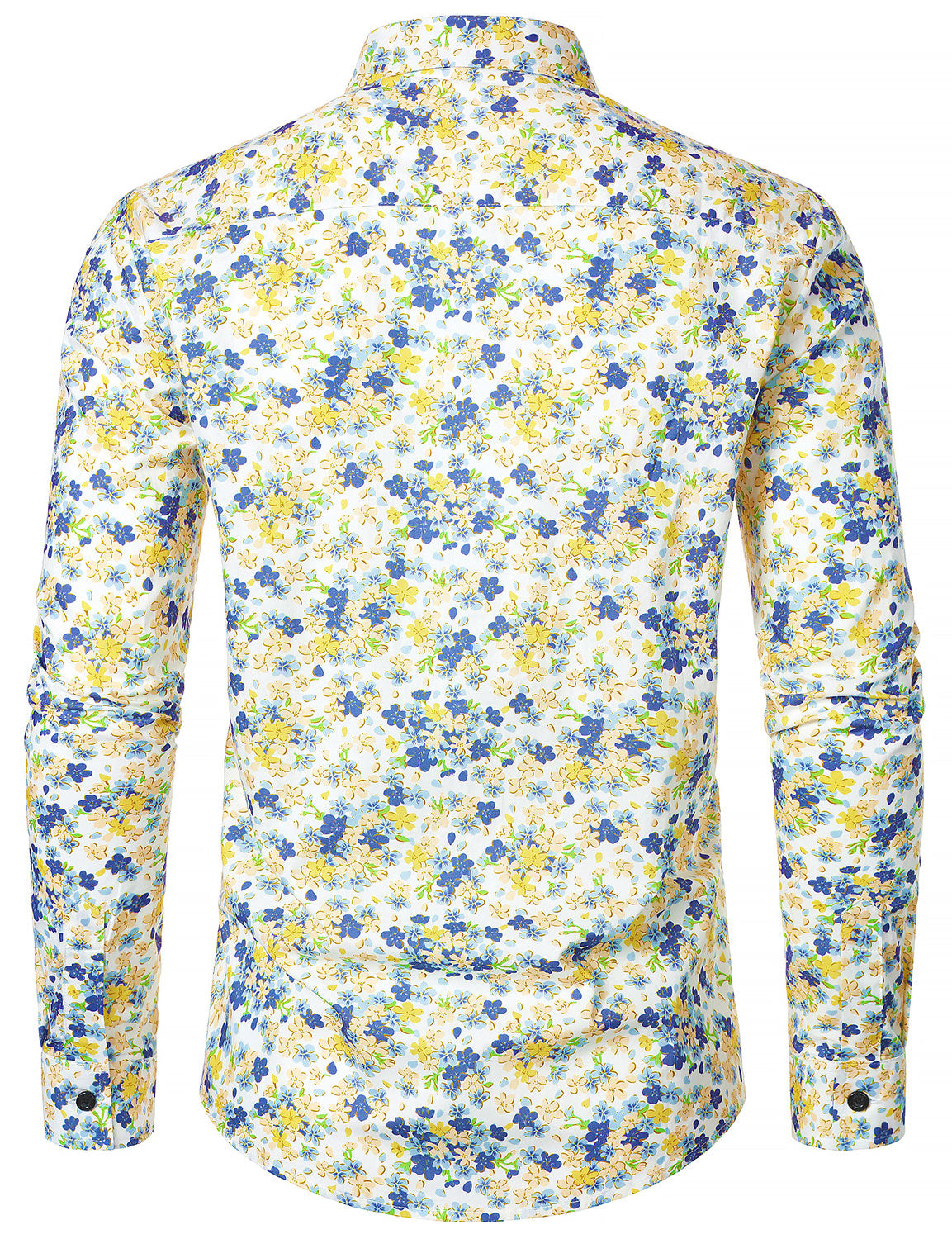Chemise à manches longues en coton respirant blanc à imprimé floral pour homme