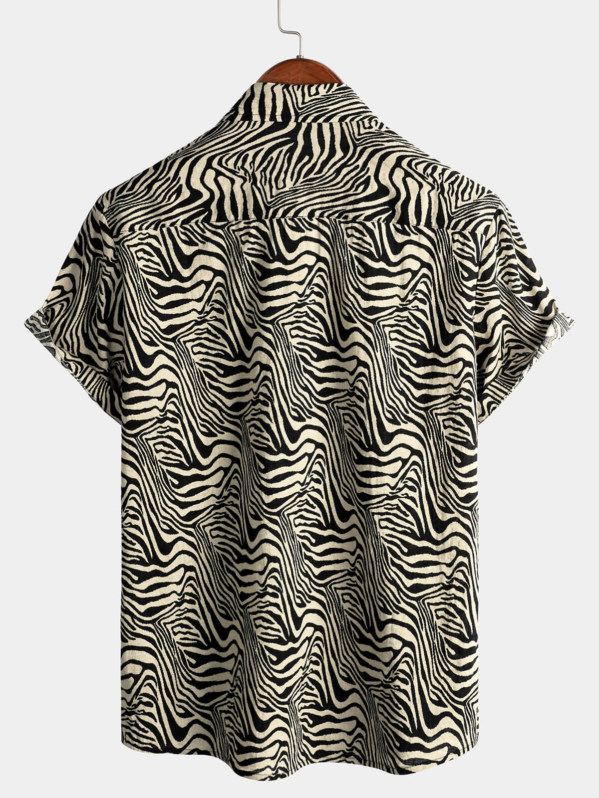 Chemise d'Homme Vintage d'Été avec Imprimé de Tigre, Fraîche pour des Vacances à la Plage, à Manches Courtes et Boutons