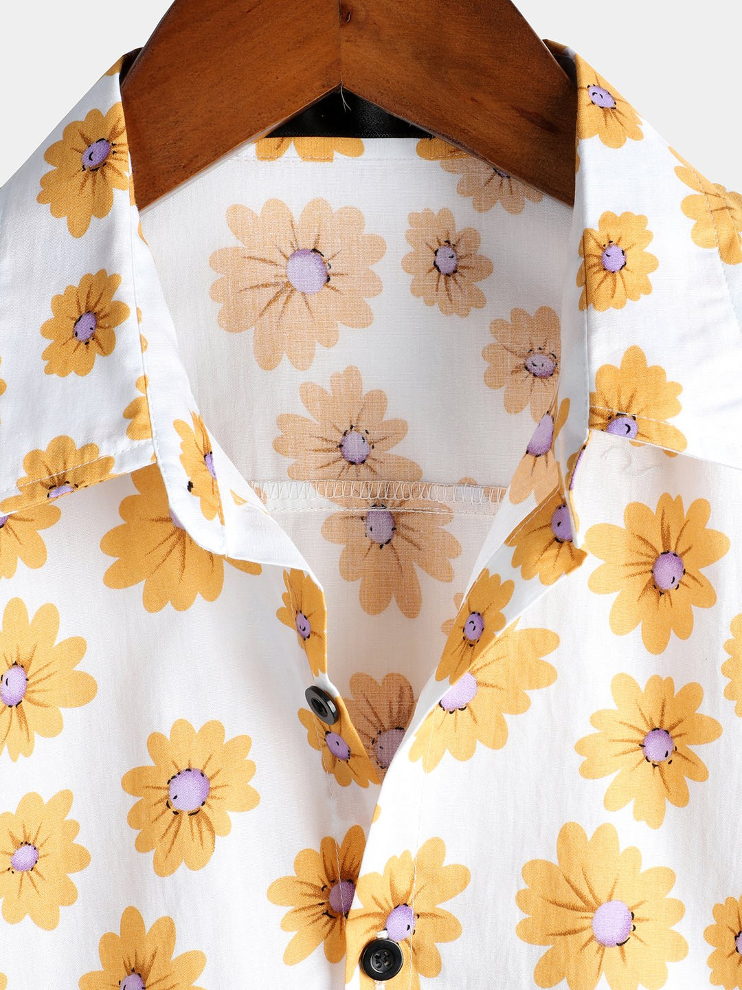 Chemise à fleurs hawaïennes tropicales en coton à imprimé marguerites pour hommes