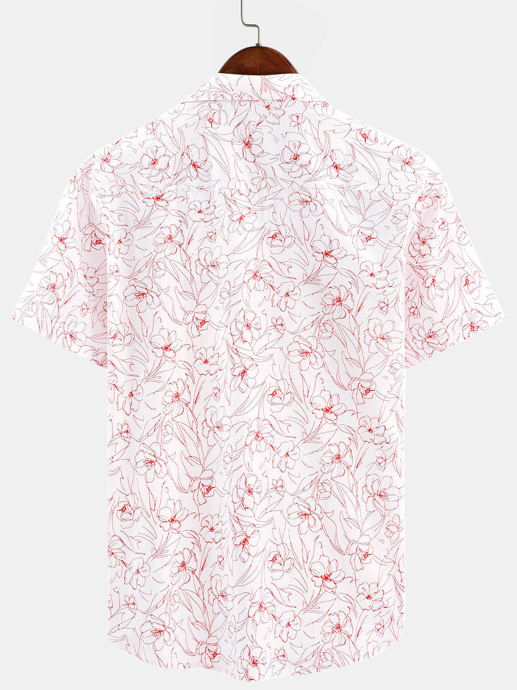 Chemise décontractée à manches courtes en coton pour hommes, imprimé Floral, été