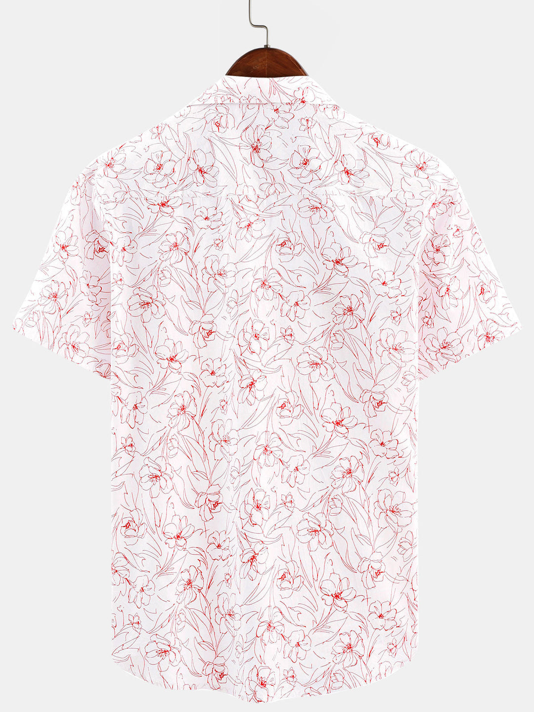 Chemise décontractée à manches courtes en coton pour hommes, imprimé Floral, été
