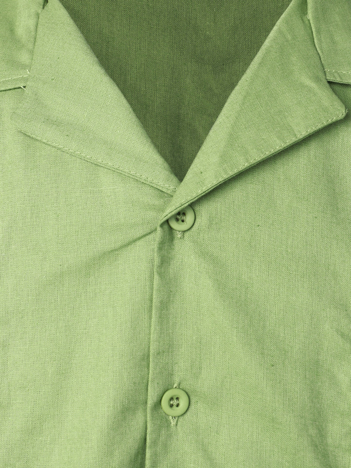 Chemise décontractée à manches courtes pour homme avec poche en lin cubain Guayabera Summer Camp
