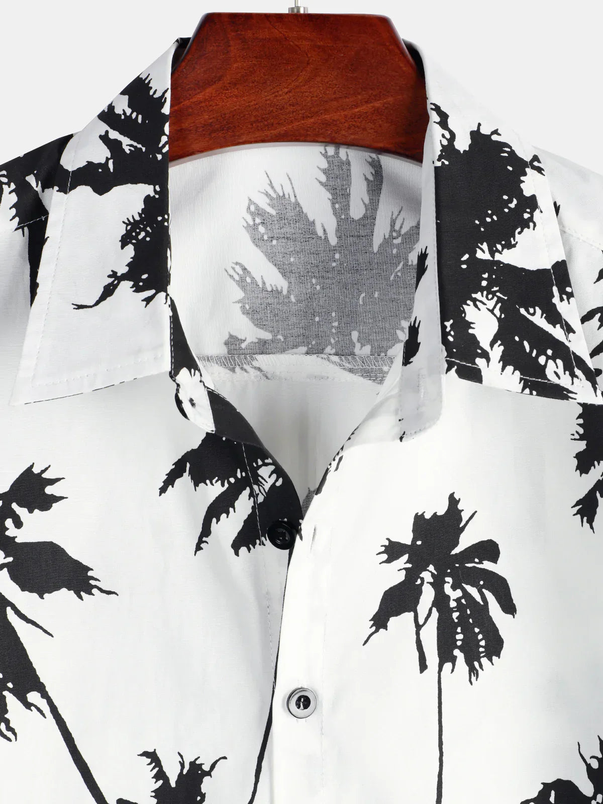 Chemise d'Été à Manches Courtes Hawaïenne Blanche avec Imprimé de Palmier Tropical pour Homme