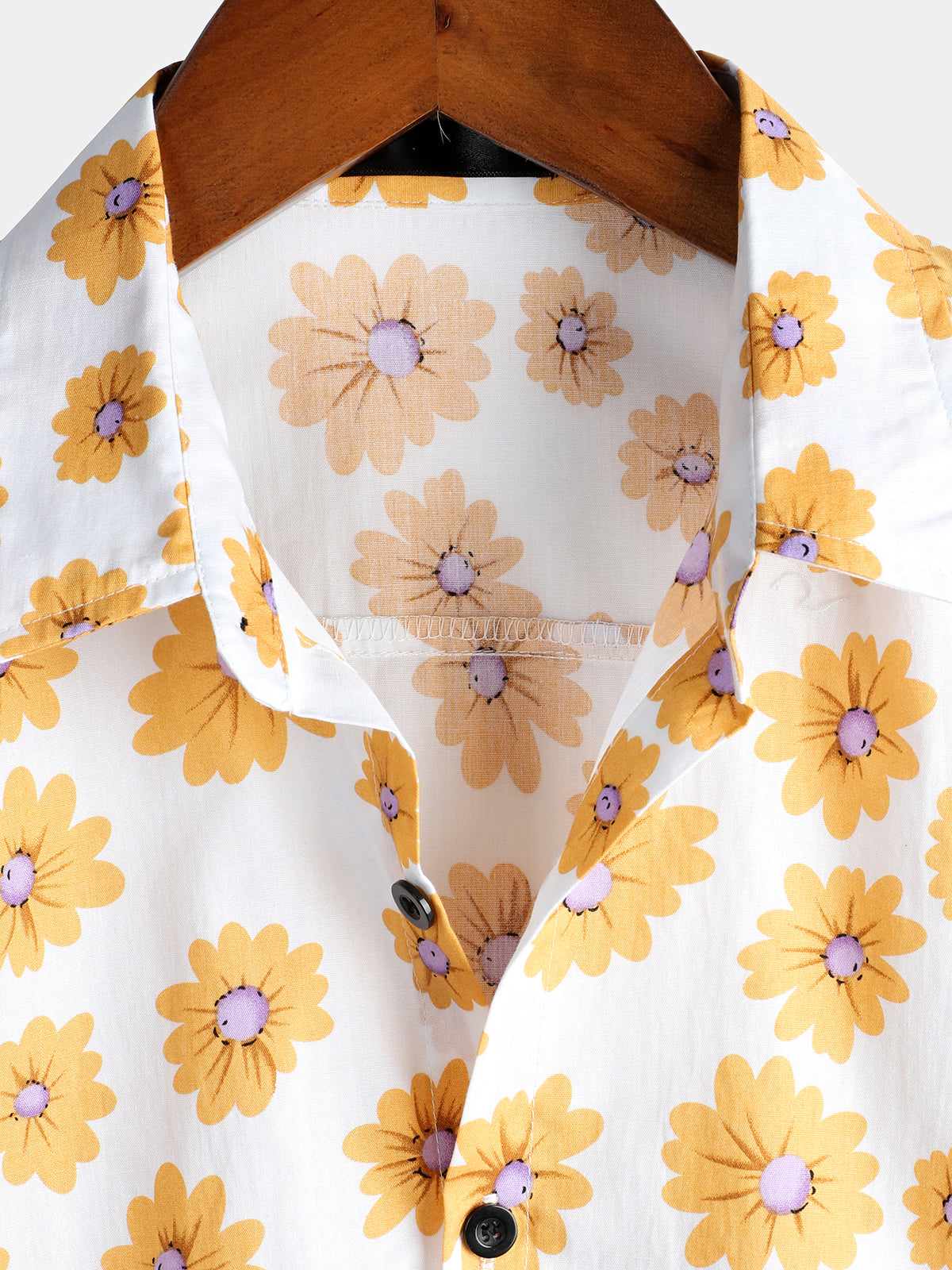 Chemise Hawaïenne à Manches Courtes Jaune pour Homme
