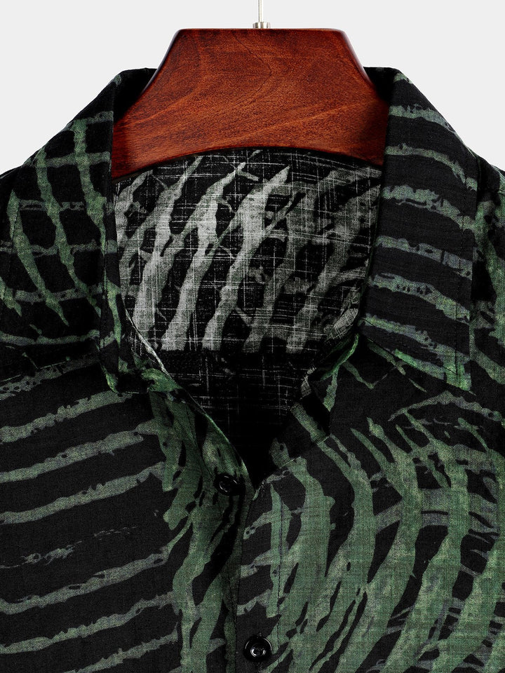 Chemise imprimée rayée à manches courtes pour hommes