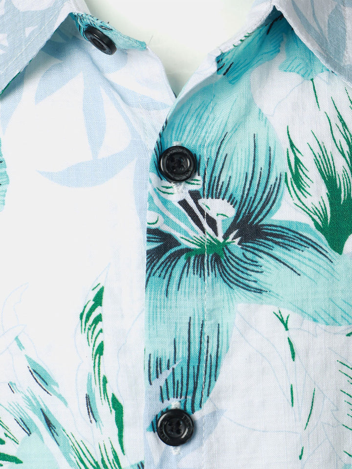 Chemise à manches courtes pour enfants, imprimé floral, tropical, Aloha, vacances, été, plage