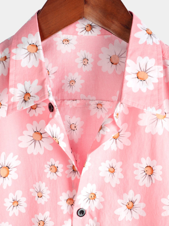 Chemise en coton à imprimé floral hawaïen tropical pour homme