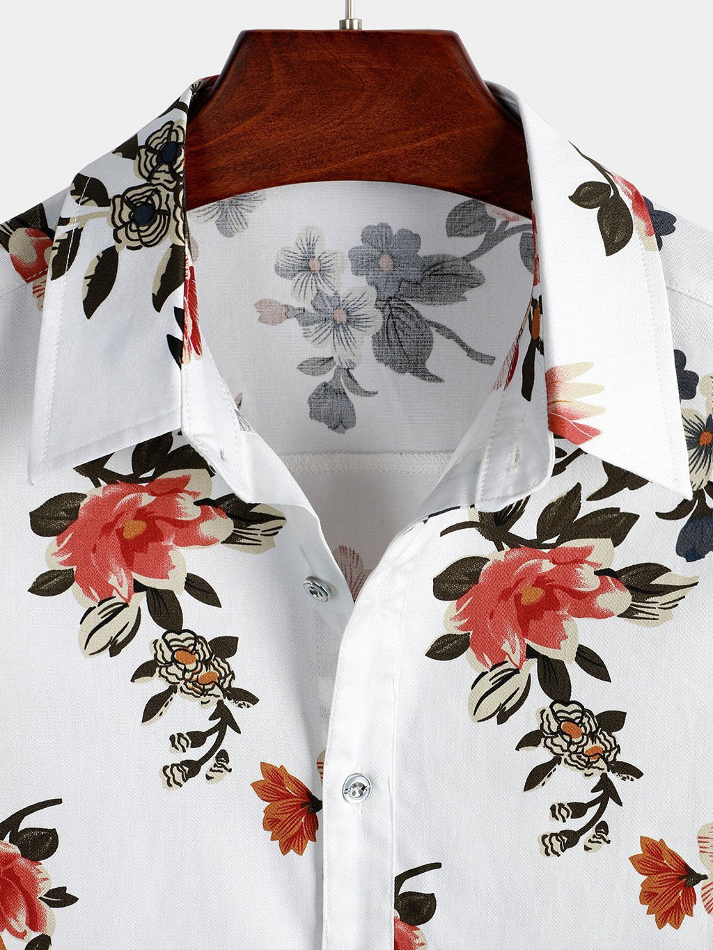 Chemise pour Homme à Imprimé Floral Hawaïen à Boutons Courts