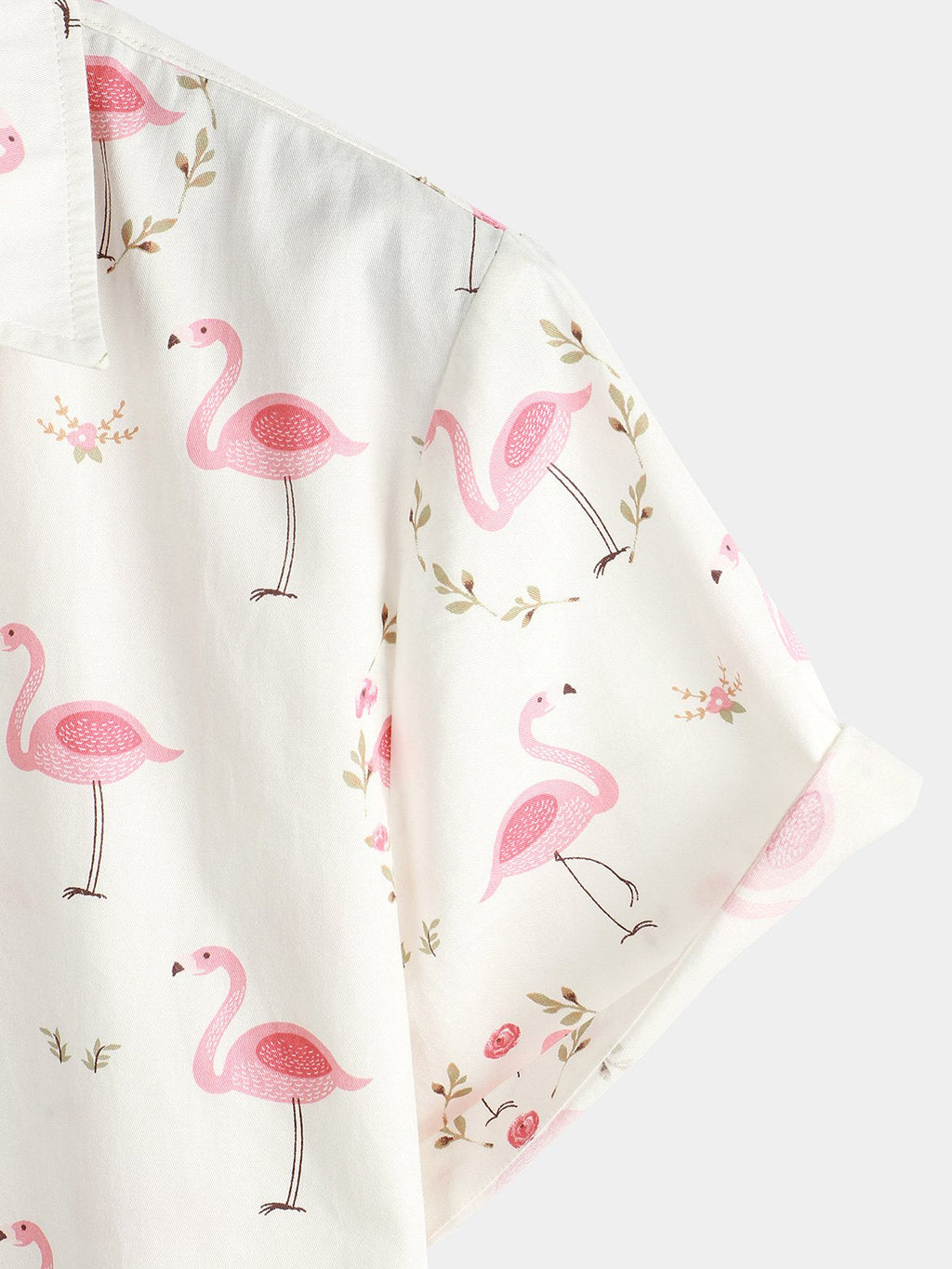 Chemise à manches courtes avec imprimé de flamants roses pour hommes