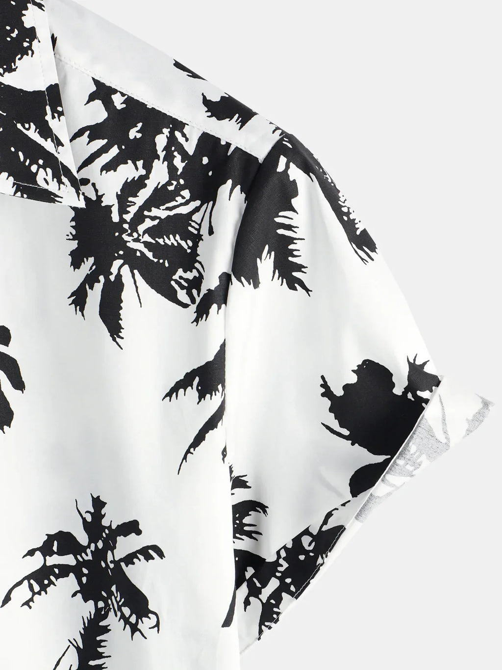 Chemise d'Été à Manches Courtes Hawaïenne Blanche avec Imprimé de Palmier Tropical pour Homme