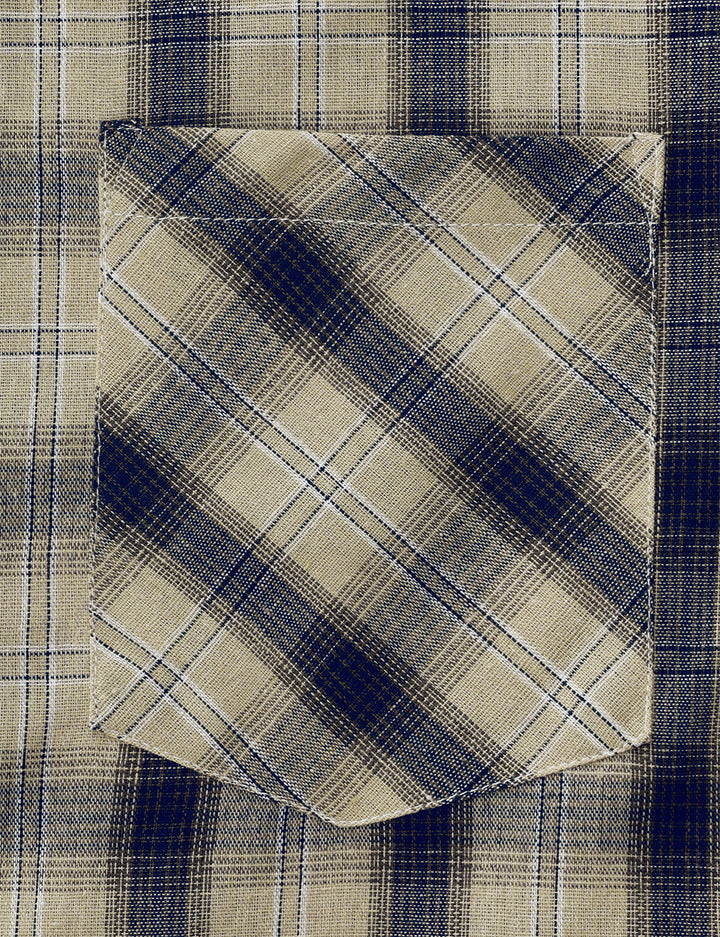 Chemise à manches longues à carreaux décontractée pour hommes avec poche rétro