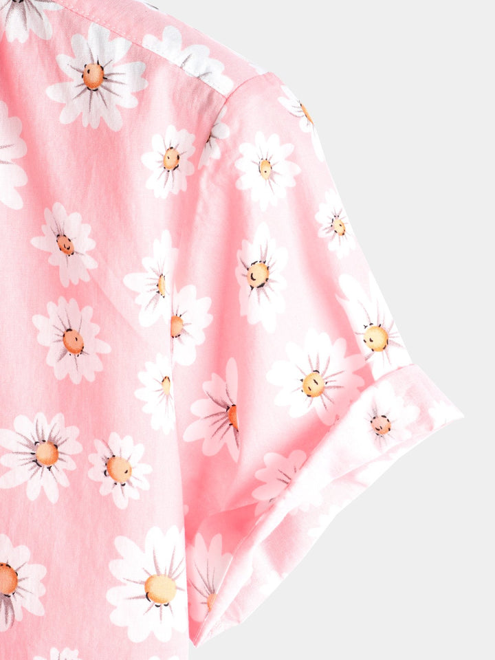 Chemise en coton à imprimé floral hawaïen tropical pour homme
