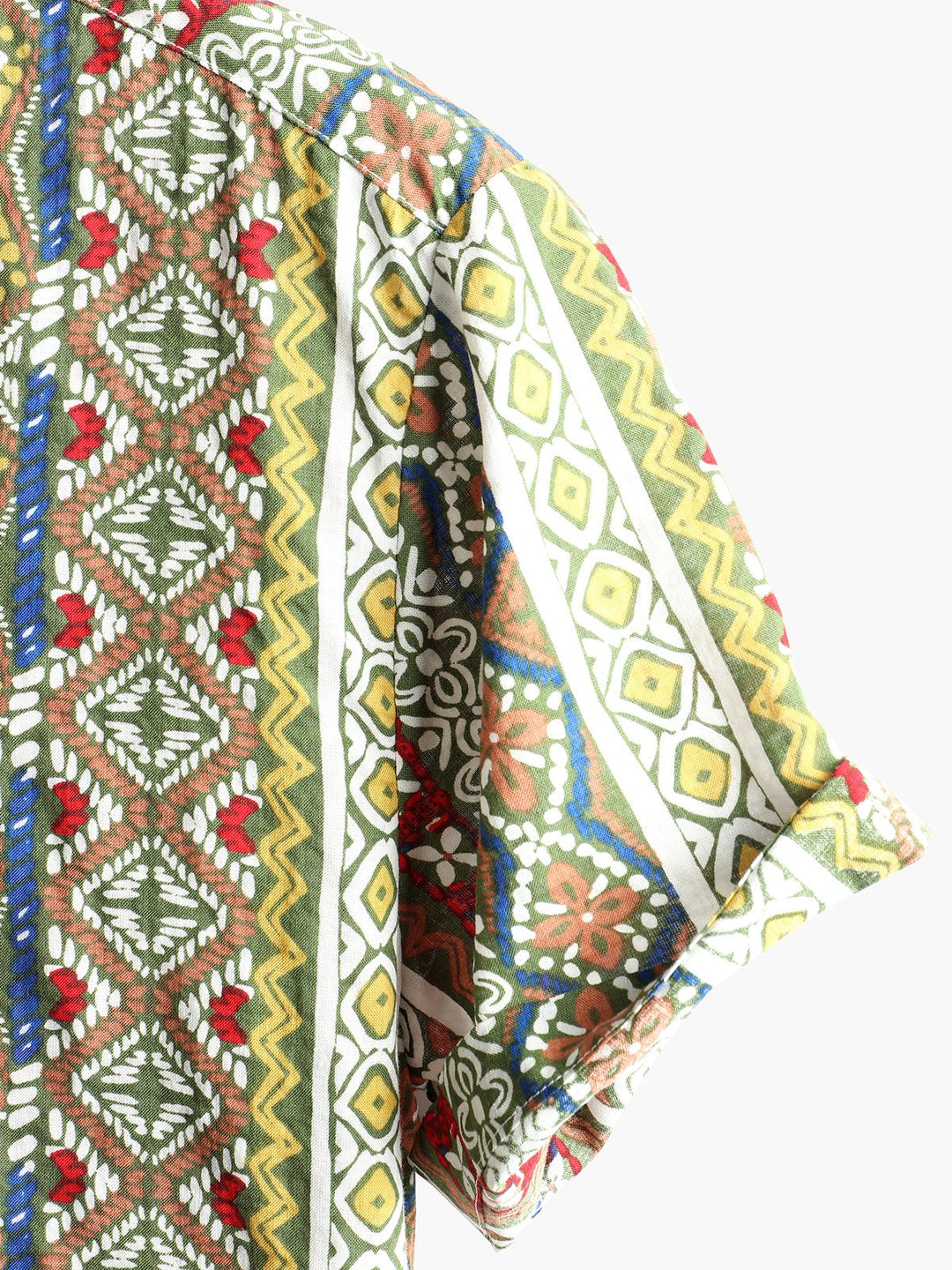 Chemise en coton à manches courtes imprimée patchwork pour homme