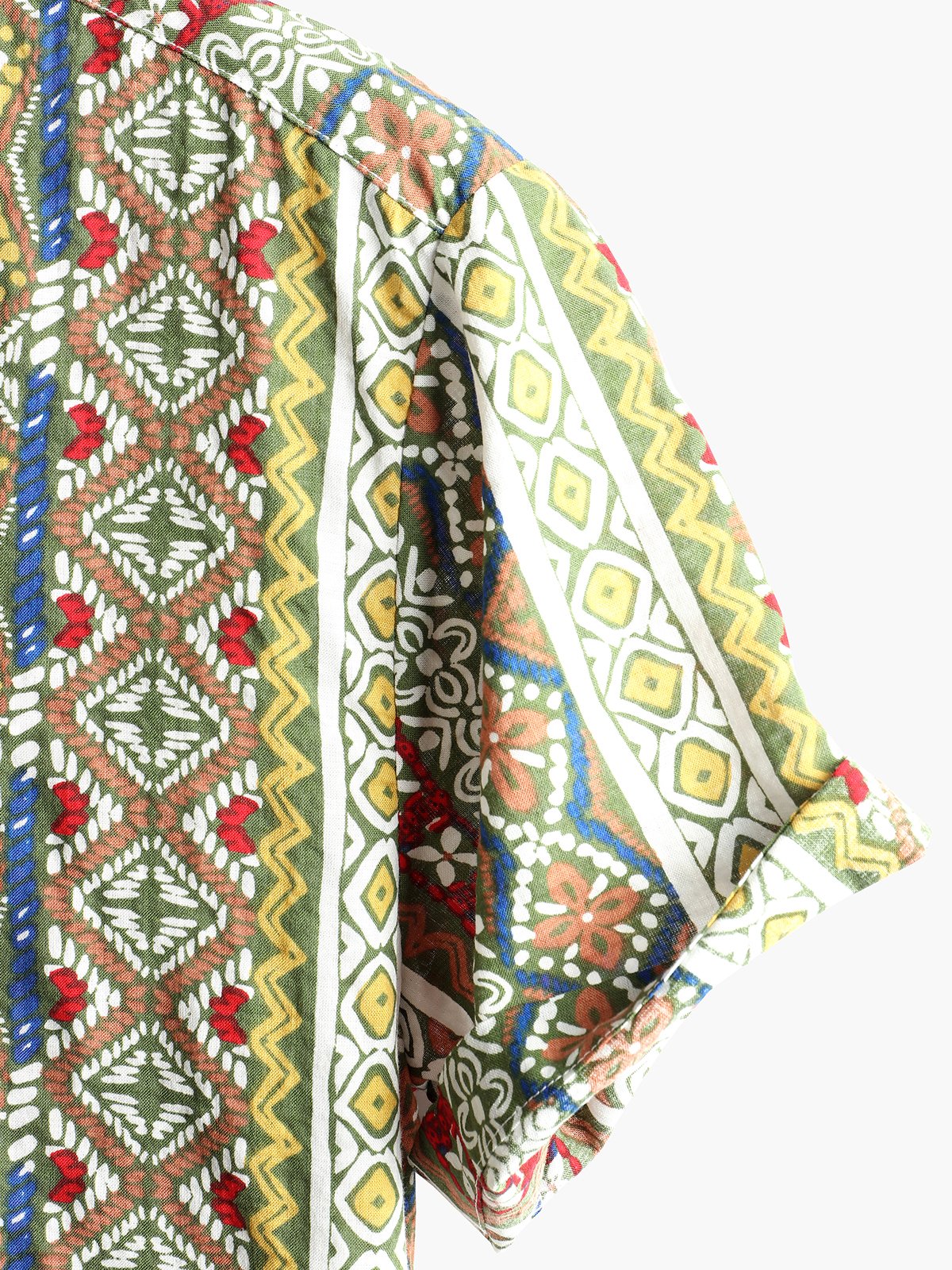 Chemise en coton à manches courtes imprimée patchwork pour homme