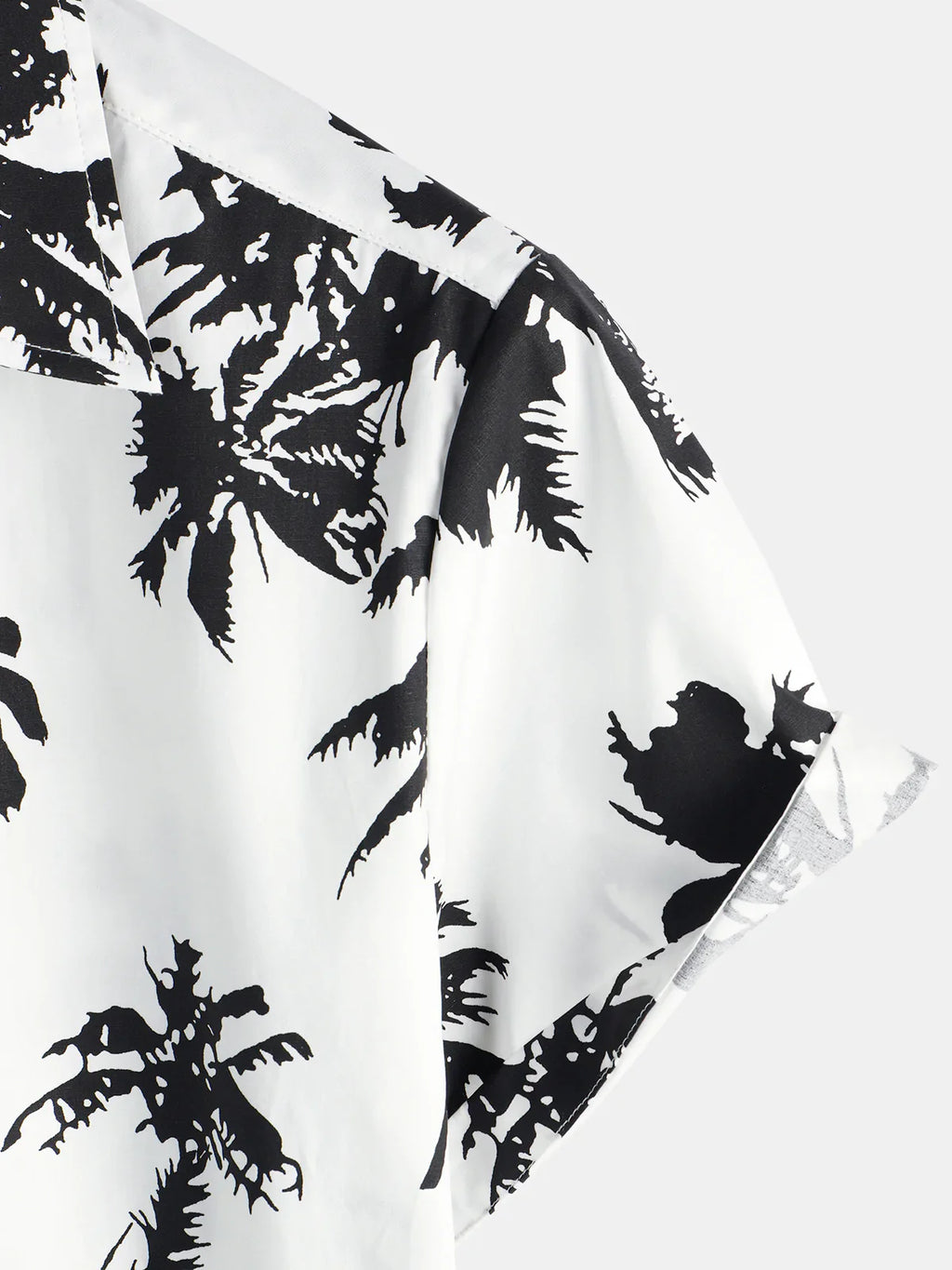 Chemise hawaïenne à manches courtes en coton blanc à imprimé palmiers tropicaux pour hommes