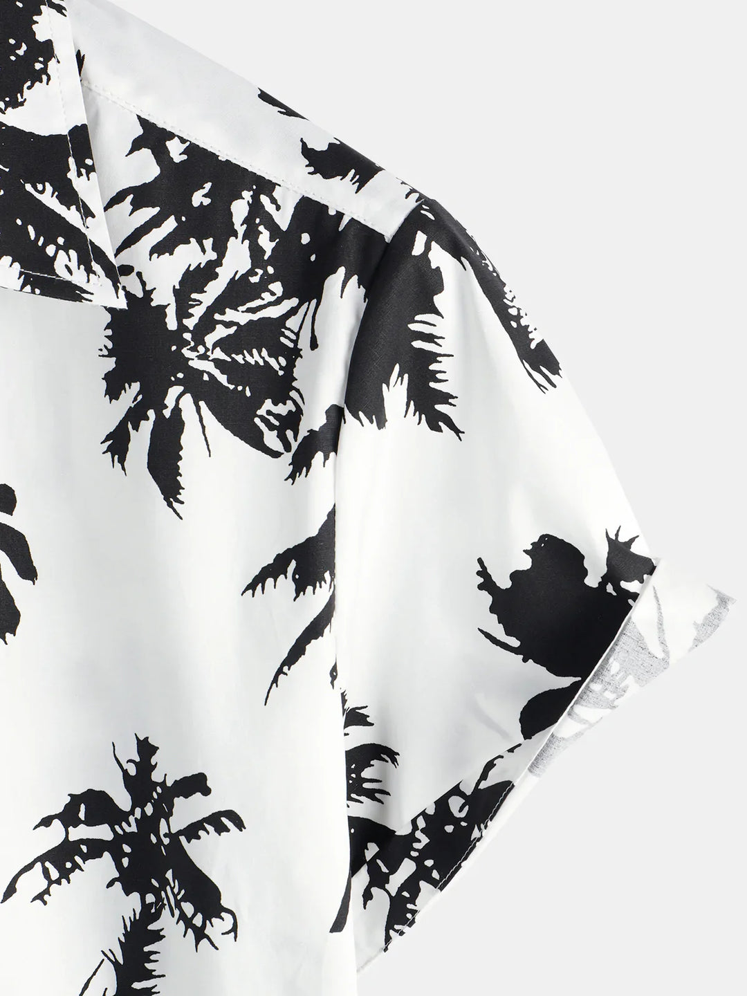 Chemise hawaïenne à manches courtes en coton blanc à imprimé palmiers tropicaux pour hommes