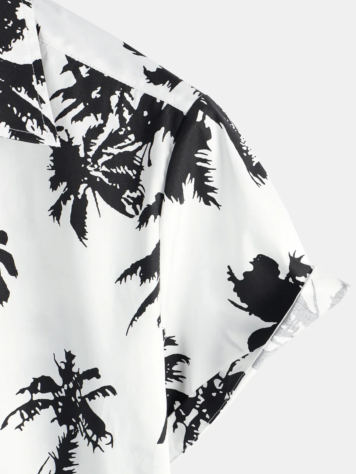 Chemise hawaïenne à manches courtes en coton blanc à imprimé palmiers tropicaux pour hommes