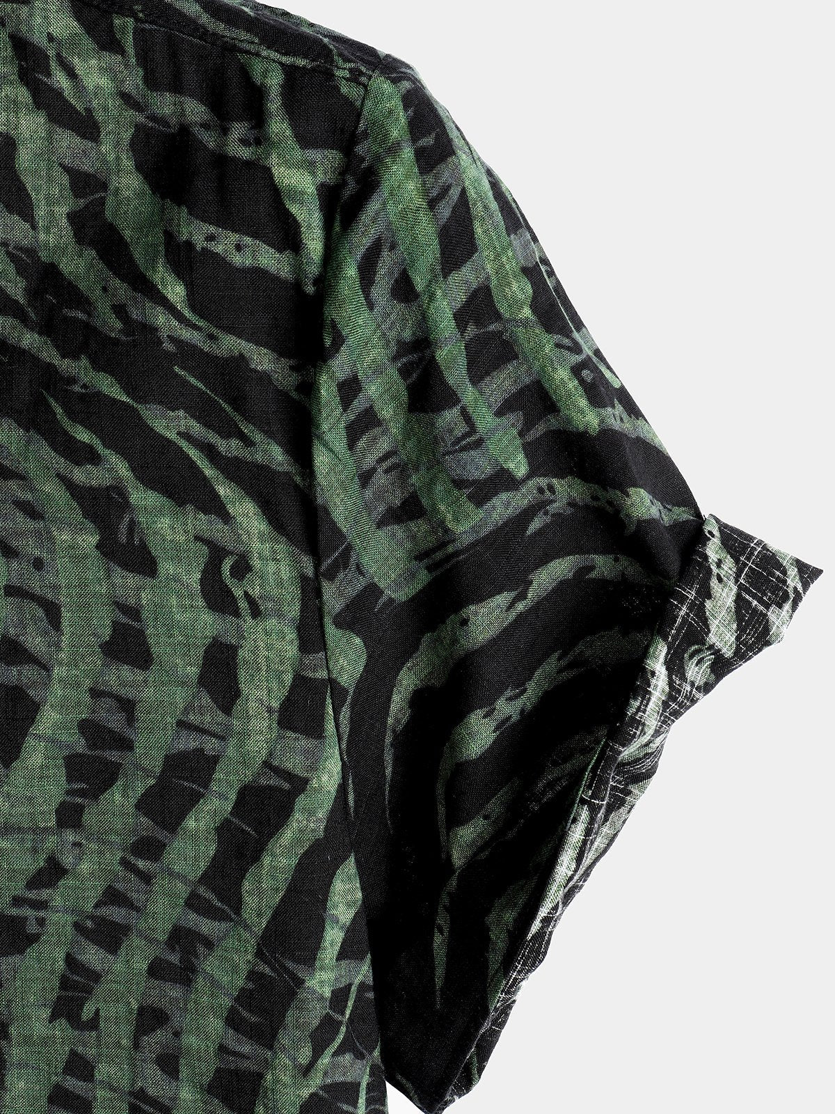 Chemise imprimée rayée à manches courtes pour hommes