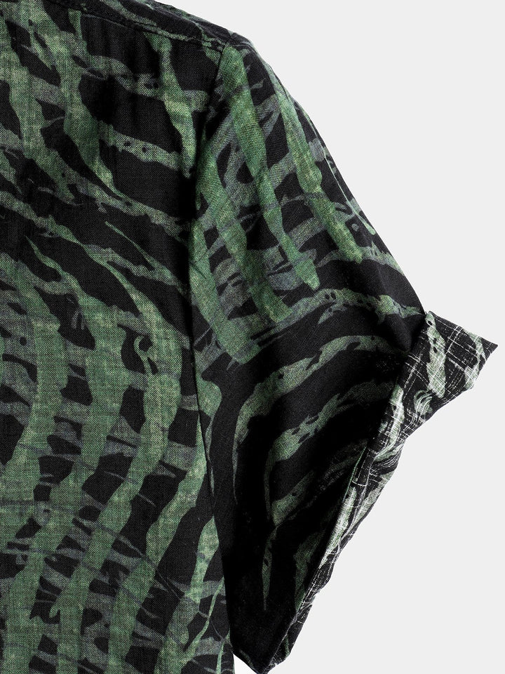 Chemise imprimée rayée à manches courtes pour hommes