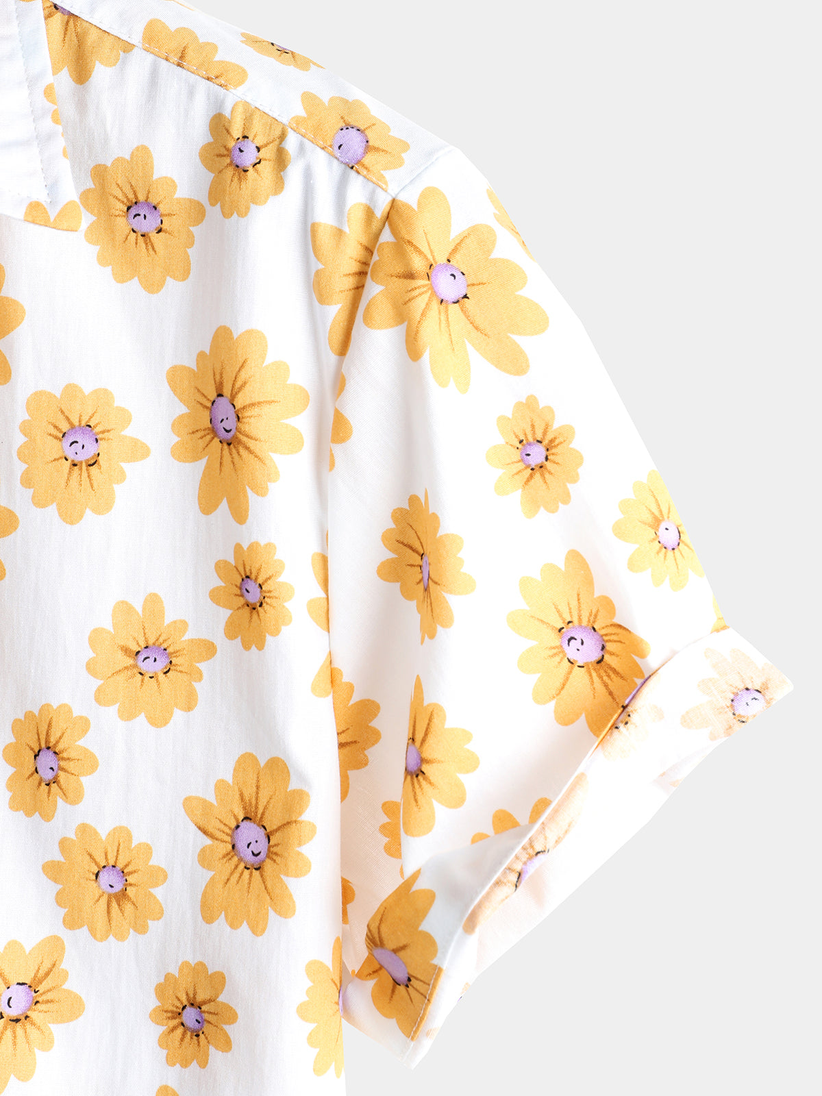 Chemise Hawaïenne à Manches Courtes Jaune pour Homme